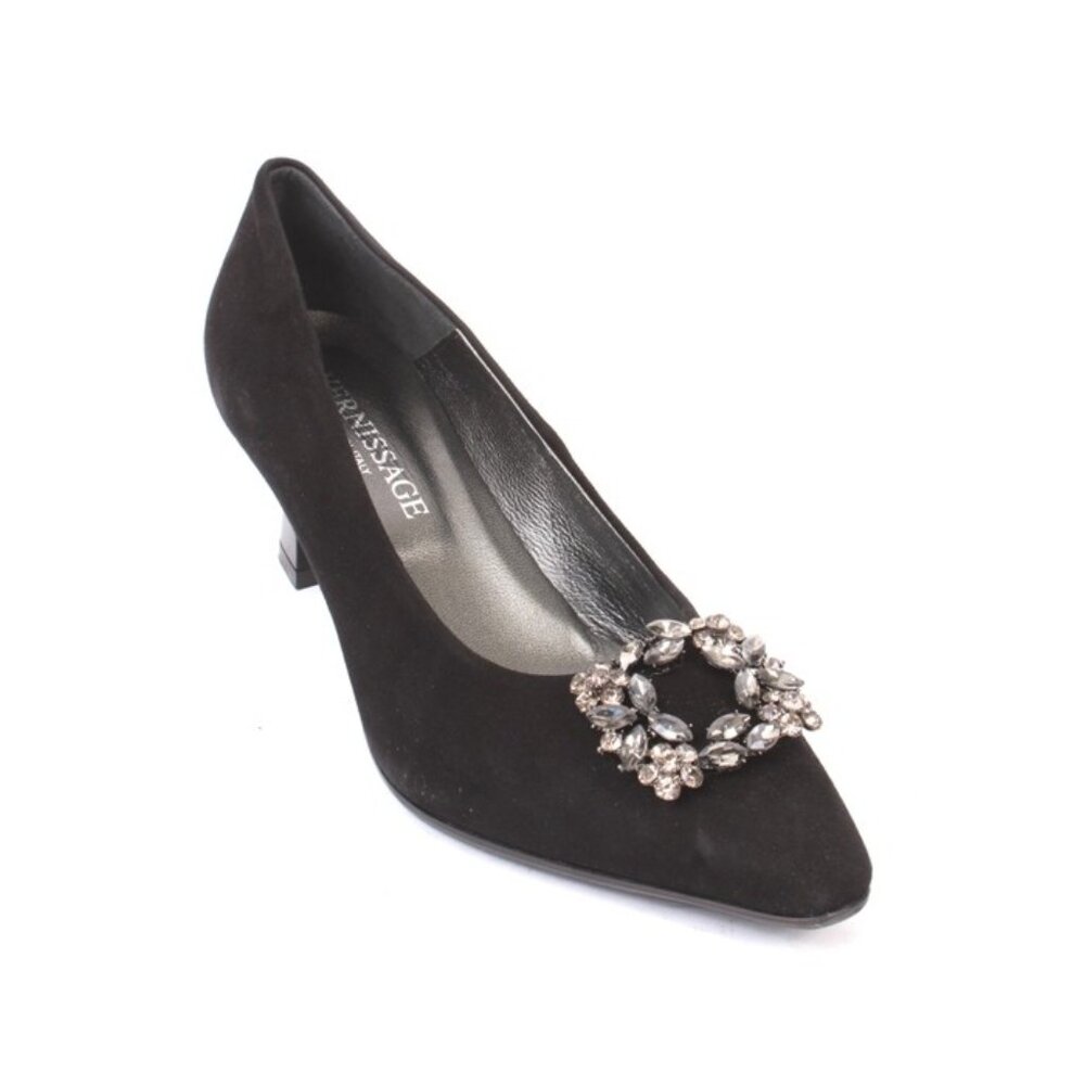 Vernissage 22679 Black Suede Pointy Heel Pumps